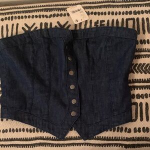 Free People Blue Denim Corset Top